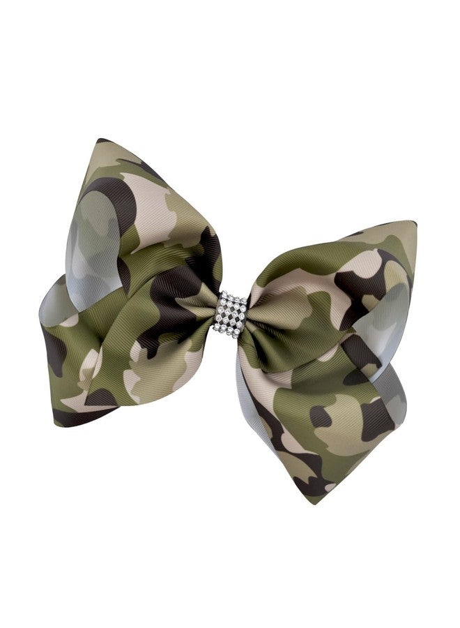 BBTDIN Camouflage Cheer Bow Clips Large Big Camo Bowknot Camouflage Hair Clips Oversize Bow BCB01 (Army Green) - Image 1